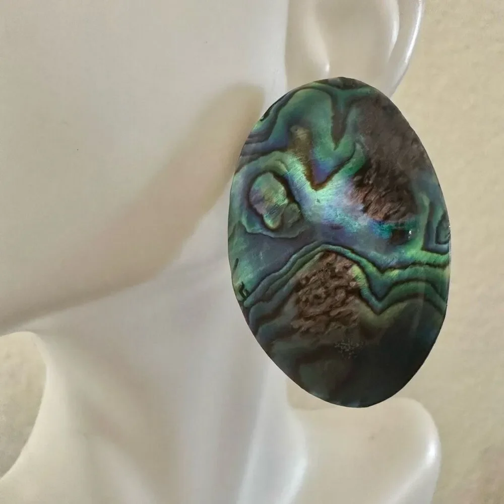 Oval abalone post earrings